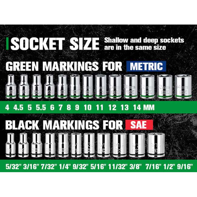 SK Tools - 1/4 in.- Drive, 52 Piece, 6 Point, Shallow & Deep, SAE & Metric Chrome Socket Set
