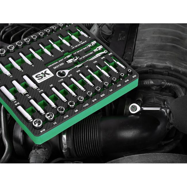 SK Tools - 1/4 in.- Drive, 52 Piece, 6 Point, Shallow & Deep, SAE & Metric Chrome Socket Set