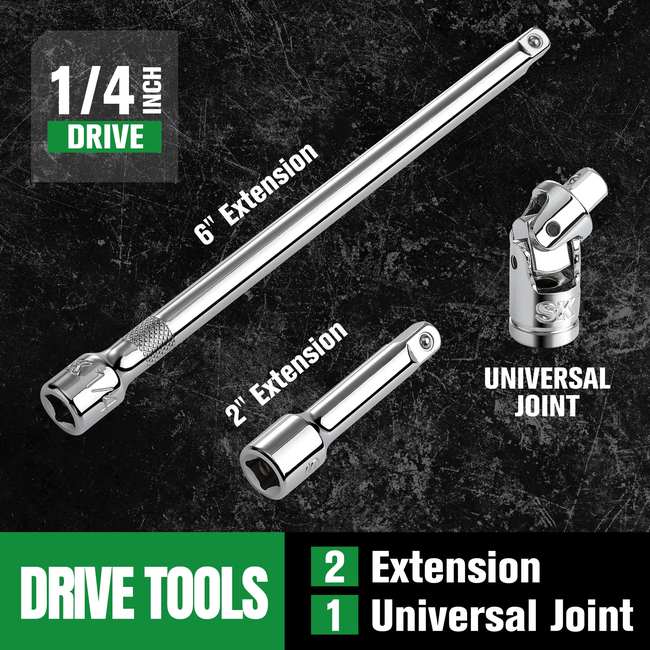 SK Tools - 30 Piece 1/4 in.- Drive, 6 Point, Standard & Deep, Metric Chrome Socket Set