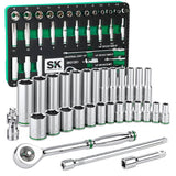 SK Tools - 30 Piece 1/4 in.- Drive, 6 Point, Standard & Deep, Metric Chrome Socket Set