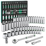 SK Tools - 56 Piece 3/8 in.- Drive, 6 Point, Standard & Deep, SAE & Metric Chrome Socket Set