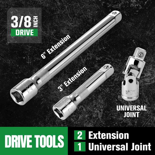 SK Tools - 31 Piece 3/8 in.- Drive, 6 Point, Standard & Deep, Metric Chrome Socket Set