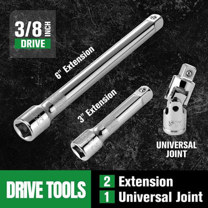 SK Tools - 31 Piece 3/8 in.- Drive, 6 Point, Standard & Deep, Metric Chrome Socket Set
