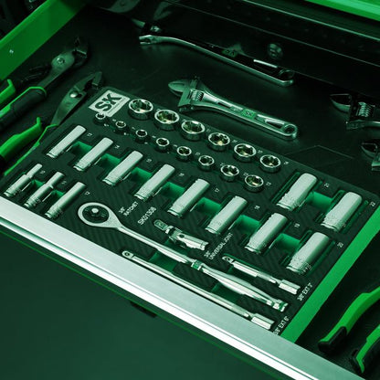 SK Tools - 31 Piece 3/8 in.- Drive, 6 Point, Standard & Deep, Metric Chrome Socket Set