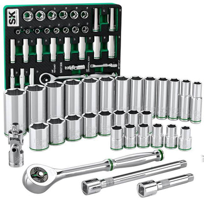 SK Tools - 31 Piece 3/8 in.- Drive, 6 Point, Standard & Deep, Metric Chrome Socket Set