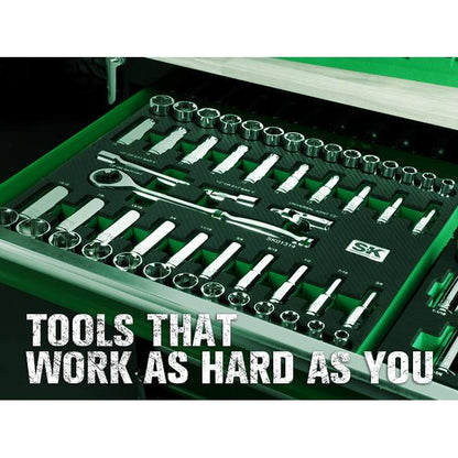 SK Tools - 52 Piece 1/2 in.- Drive, 6 Point, Standard & Deep, SAE & Metric Chrome Socket Set