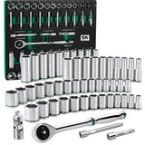 SK Tools - 52 Piece 1/2 in.- Drive, 6 Point, Standard & Deep, SAE & Metric Chrome Socket Set