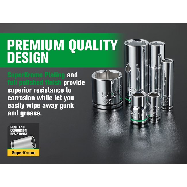 SK Tools - 1/4 in.- & 3/8 in.- Drive, 105 Piece, 6 Point, Shallow & Deep, SAE & Metric Chrome Socket Set