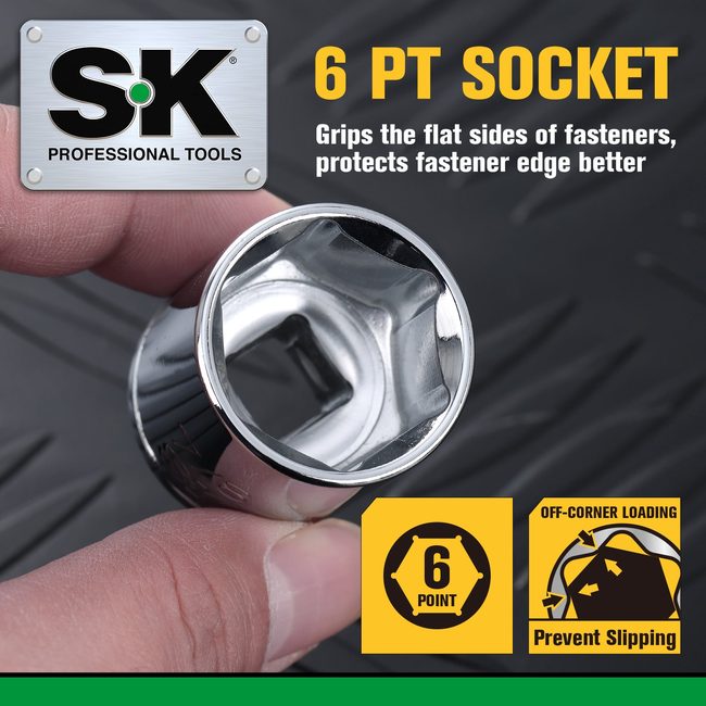 SK Tools - 3/8 in.- Drive, 12 Piece, 6 Point, Standard, SAE Chrome Socket Set