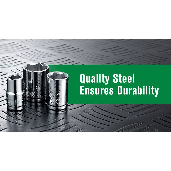 SK Tools - 1/2 in.- Drive, 11 Piece, 6 Point, SAE, Standard Chrome Socket Set