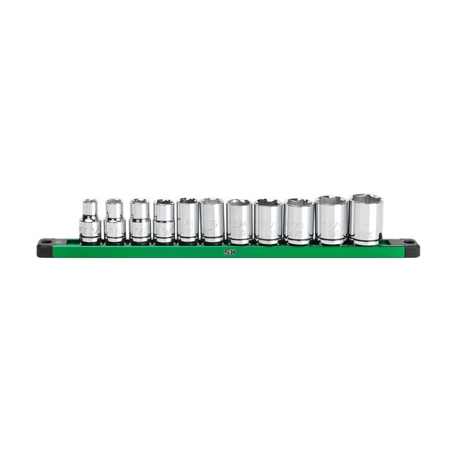 SK Tools - 1/2 in.- Drive, 11 Piece, 6 Point, SAE, Standard Chrome Socket Set
