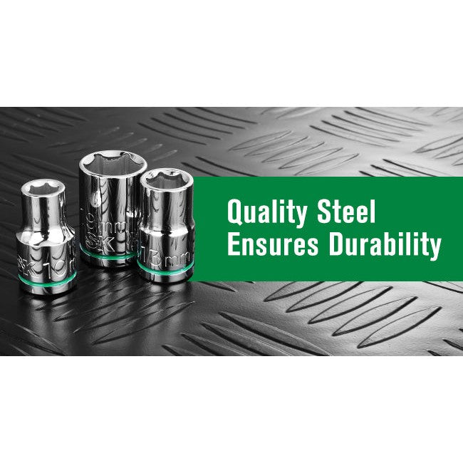 SK Tools - 1/2 in.- Drive, 11 Piece, 6 Point, Metric, Standard Chrome Socket Set