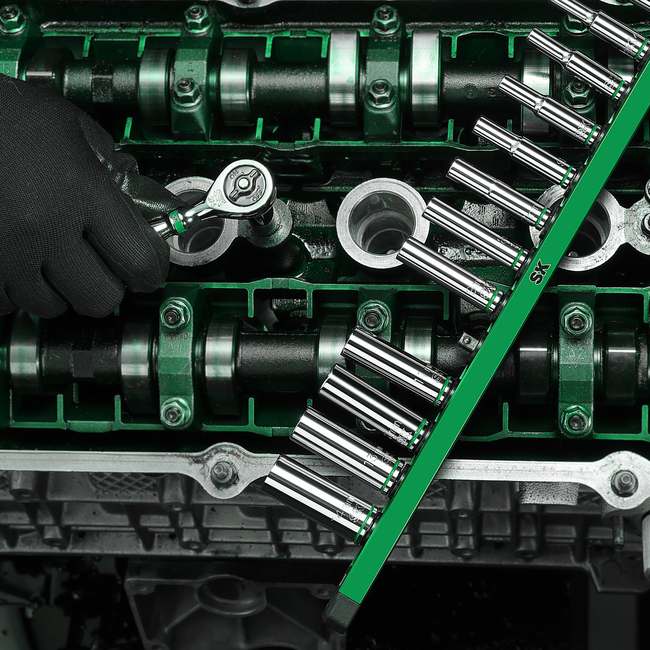 SK Tools - 1/4 in.- Drive, 12 Piece, 6 Point, Deep, Metric Chrome Socket Set