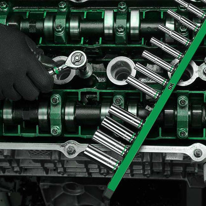 SK Tools - 1/4 in.- Drive, 12 Piece, 6 Point, Deep, Metric Chrome Socket Set
