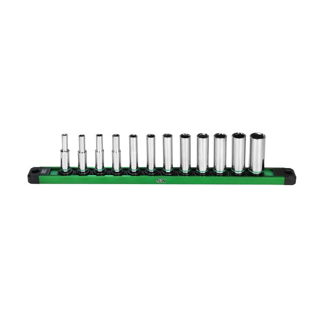 SK Tools - 1/4 in.- Drive, 12 Piece, 6 Point, Deep, Metric Chrome Socket Set