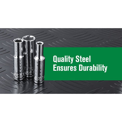 SK Tools - 3/8 in.- Drive, 12 Piece, 6 Point, SAE, Deep Chrome Socket Set