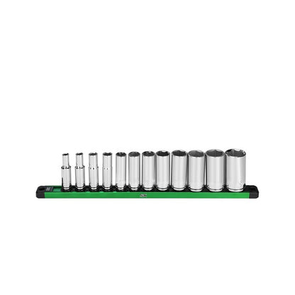SK Tools - 3/8 in.- Drive, 12 Piece, 6 Point, SAE, Deep Chrome Socket Set