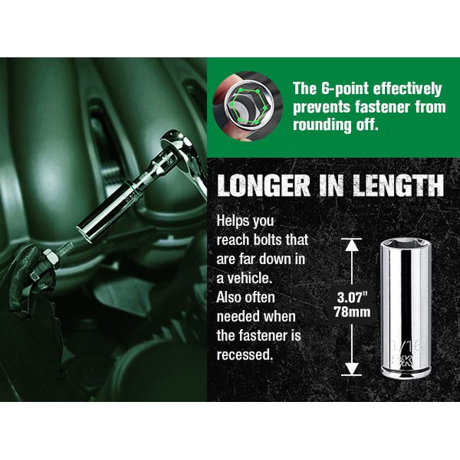 SK Tools - 1/2 in.- Drive, 11 Piece, 6 Point, SAE, Deep Chrome Socket Set
