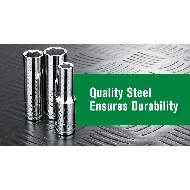 SK Tools - 1/2 in.- Drive, 11 Piece, 6 Point, Metric, Deep Chrome Socket Set