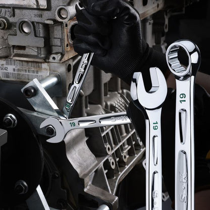 SK Tools - 16 Piece, 12 Point, SAE & Metric Chrome Combination Wrench Set