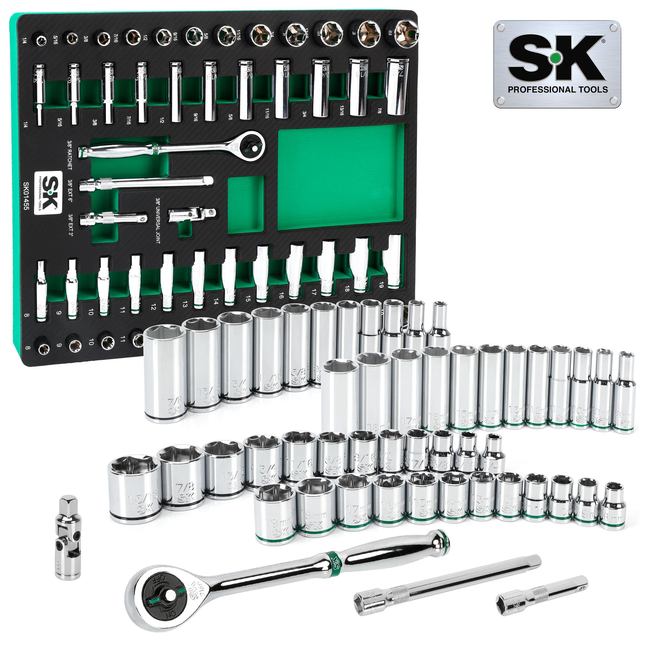 SK Tools - 51 Piece 3/8 in.- Drive, 6 Point, Standard & Deep, SAE & Metric Chrome Socket Set