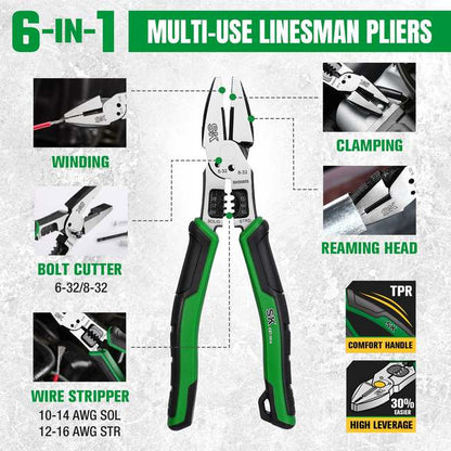 SK Tools - 3 Piece Dual-Material Handle Multi-Use Pliers Set