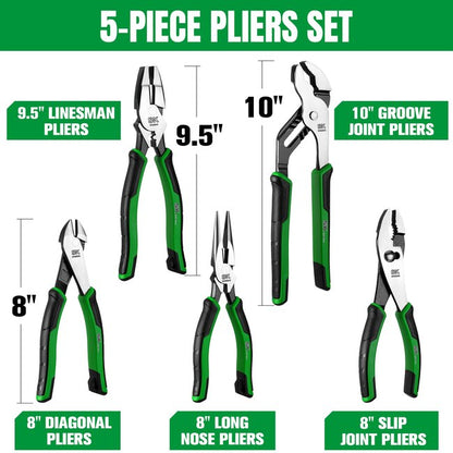 SK Tools - 5 Piece Dual-Material Multi-Purpose Pliers Set
