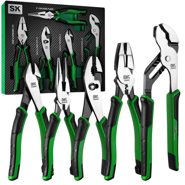 SK Tools - 5 Piece Dual-Material Multi-Purpose Pliers Set