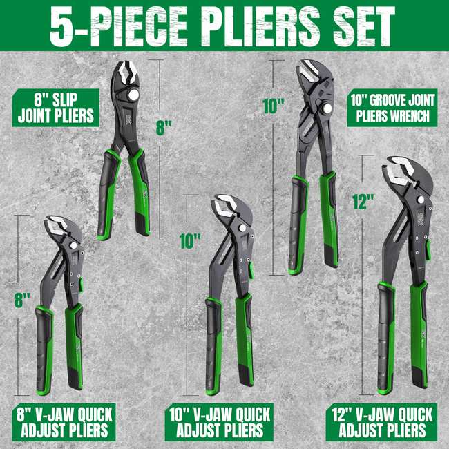 SK Tools - 5 Piece Dual-Material Multi-Purpose Pliers Set