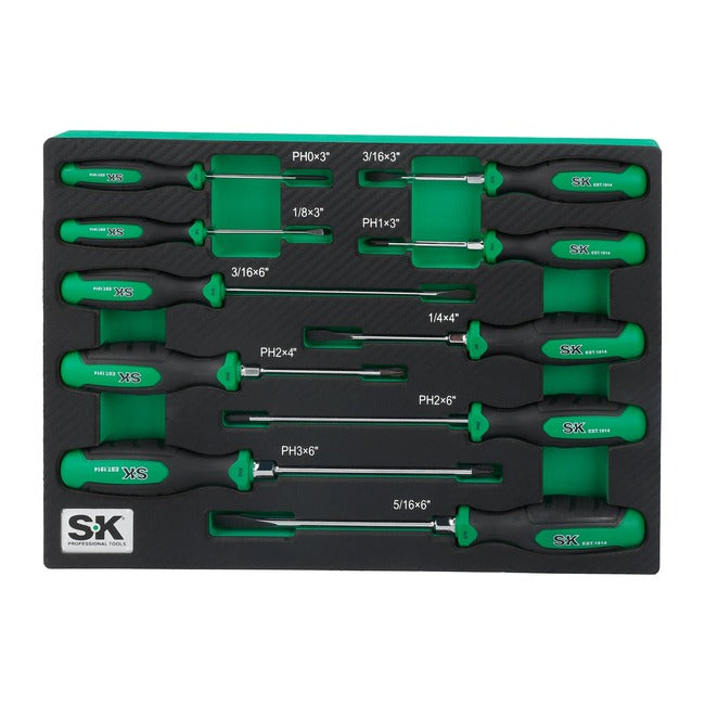 SK Tools - 10 Piece Dual-Material Magnetic Combination Screwdriver Set