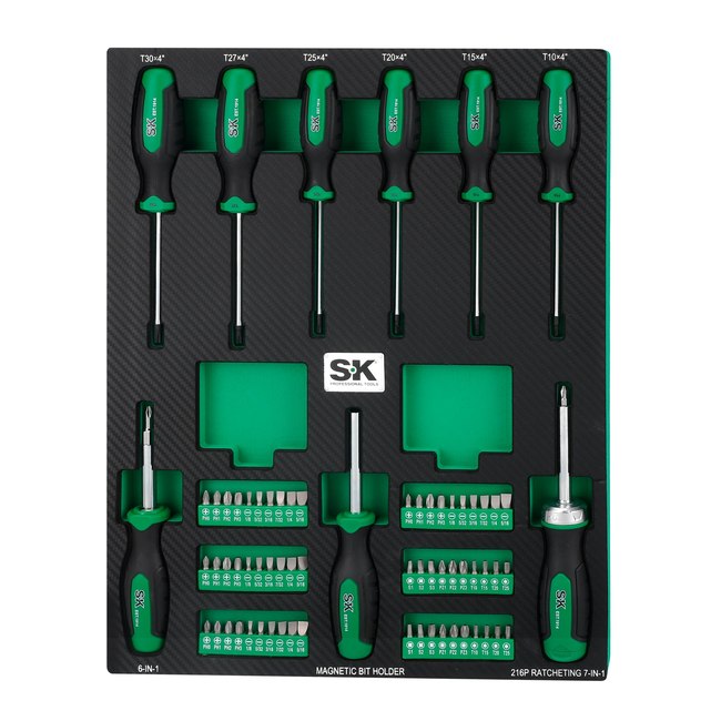 SK Tools - 69 Piece Dual-Material Screwdriver Set with Magnetic Bit Holder