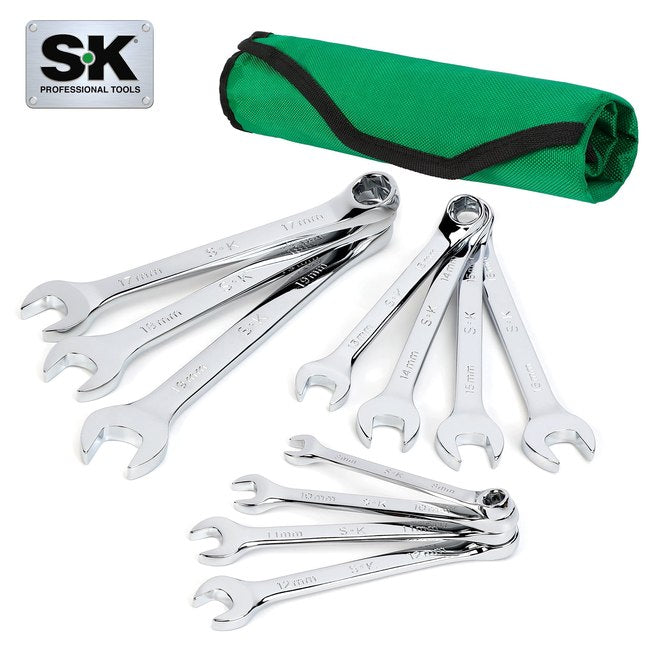 SK Tools - 11 Piece 6 Point Metric SuperKrome Combination Wrench Set