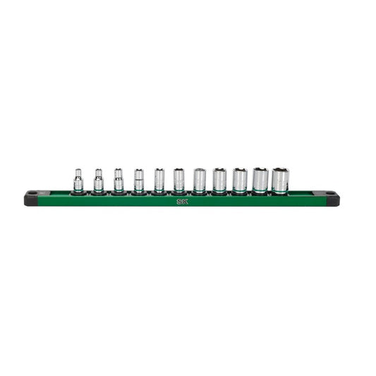 SK Tools - 1/4 in.- Drive, 11 Piece, 6 Point, Metric, Standard Chrome Socket Set