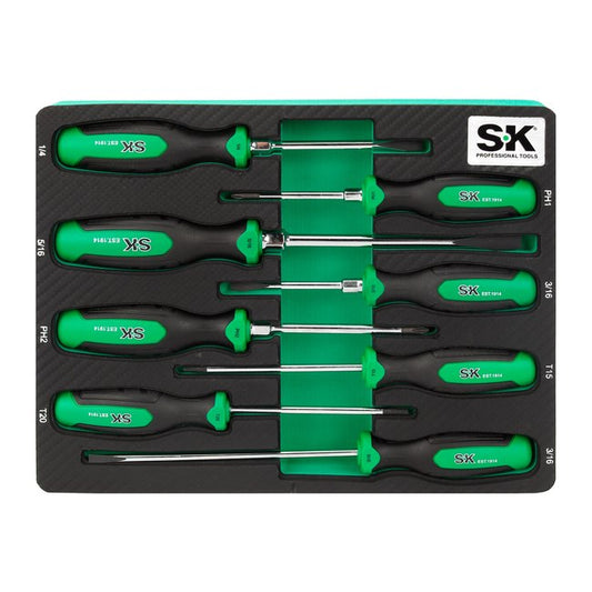 SK Tools - 8 Piece Dual-Material Magnetic Combination Screwdriver Set