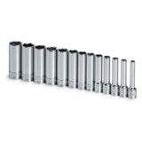 SK Tools - 13 Piece 1/4 in.- Drive 6 Point Deep Metric Chrome Socket Set