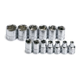 SK Tools - 13 Piece 1/4 in.- Drive 6 Point Standard Metric Chrome Socket Set
