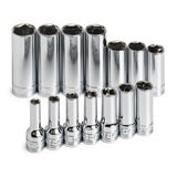 SK Tools - 14 Piece 3/8 in.- Drive 6 Point Deep Metric Chrome Socket Set