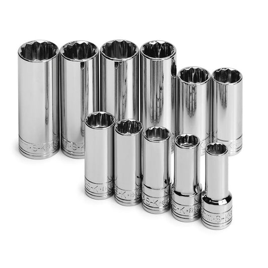 SK Tools - 11 Piece 3/8 in.- Drive 12 Point Deep Metric Chrome Socket Set