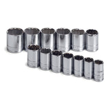 SK Tools - 13 Piece 1/2 in.- Drive 12 Point Standard Metric Chrome Socket Set