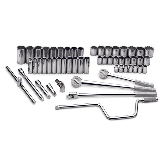 SK Tools - 54 Piece 1/2 in.- Drive 12 Pt Std and Deep Metric Socket Set