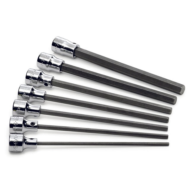 SK Tools - 7 Piece, 3/8 in.- Drive, Fractional, Long Hex Bit Socket Set