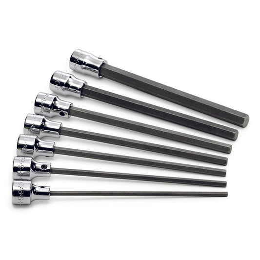 SK Tools - 7 Piece, 3/8 in.- Drive, Fractional, Long Hex Bit Socket Set