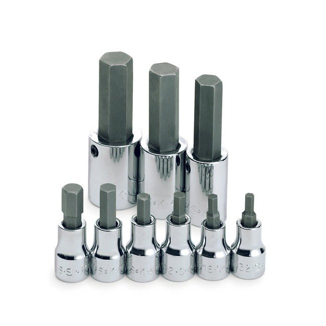 SK Tools - 9 Piece 3/8 in.- and 1/2 in.- Drive Fractional Hex Bit Socket Set