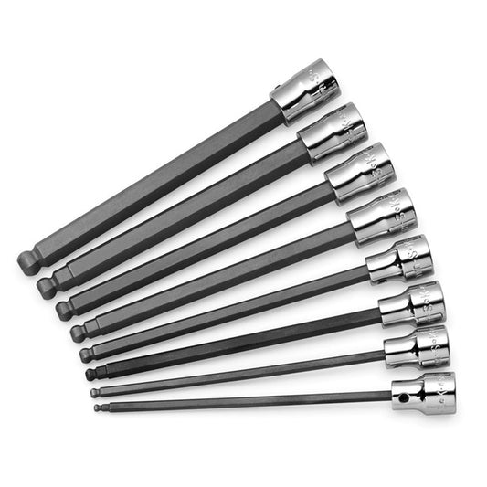SK Tools - 8 Piece 3/8 in.- Drive Metric Long Ball Hex Bit Socket Set