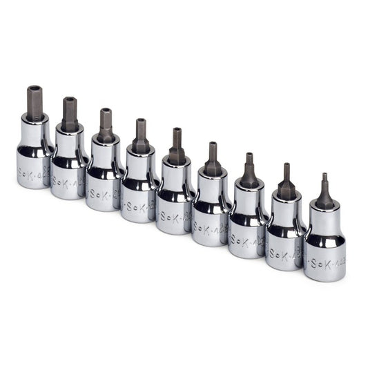 SK Tools - 9 Piece 3/8 in.- Drive Fractional Tamper-Proof Hex Bit Socket Set