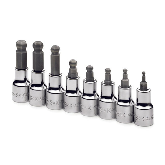 SK Tools - 8 Piece 3/8 in.- Drive Metric Ball Hex Bit Socket Set