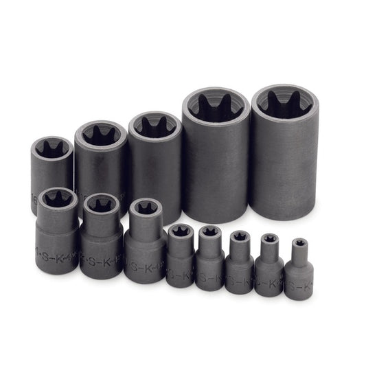 SK Tools - 13 Piece 1/4 in.-, 3/8 in.- and 1/2 in.- Drive Female TORX Socket Set