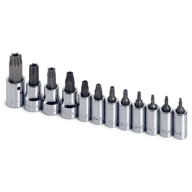 SK Tools - 12 Piece 1/4 in.- and 3/8 in.- Drive Tamper-Proof TORX Bit Socket Set