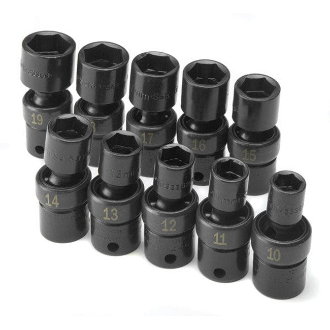 SK Tools - 10 Piece 3/8 in.- Drive Metric Swivel Impact Socket Set