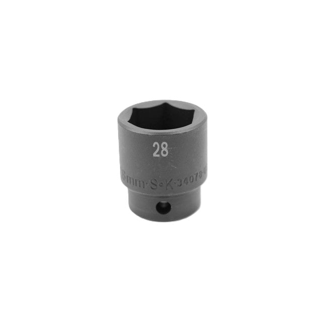 SK Tools - 28 mm 1/2 in.- Drive 6 Point Standard Metric Impact Socket